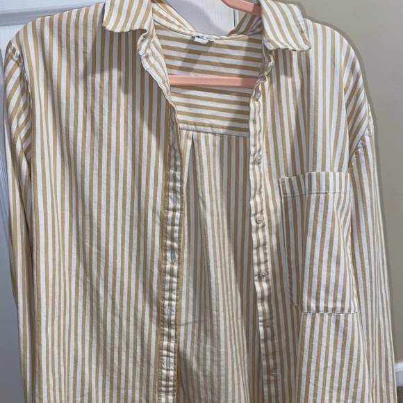 Yellow & White Striped Aerie Button Up XSmall - Picture 2 of 2
